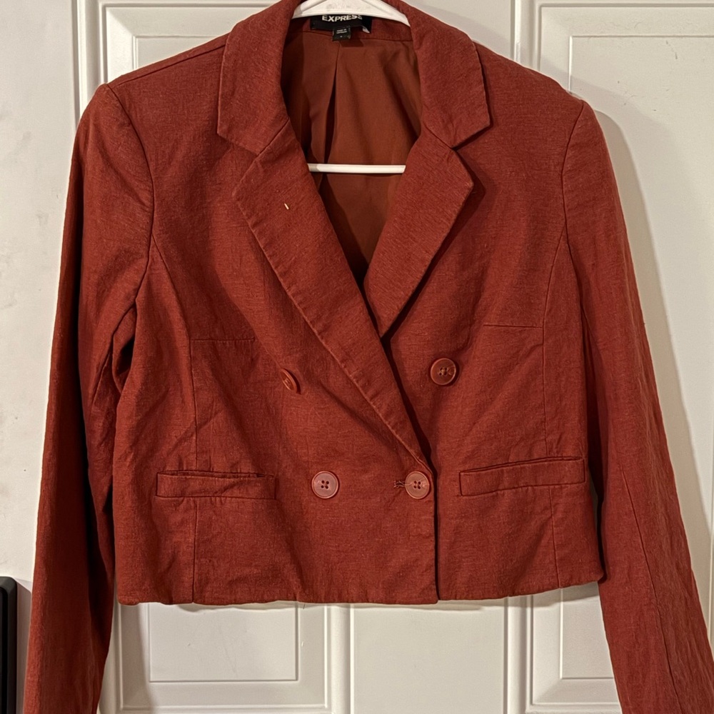 Express Rust Double-Breasted Blazer